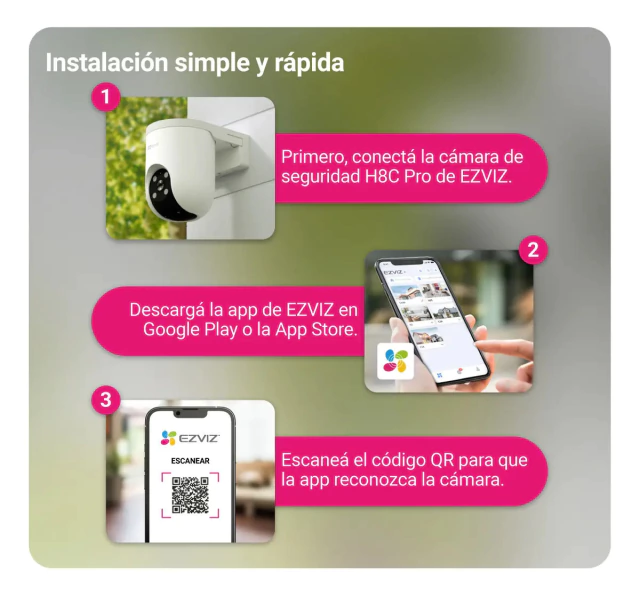 Cámara de Seguridad EZVIZ H8C 2K 4MM PT 360° para Exterior - Imagen 2